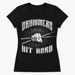 Vic Drums T-Shirt Drummer Rock Mujer Manga Corta M