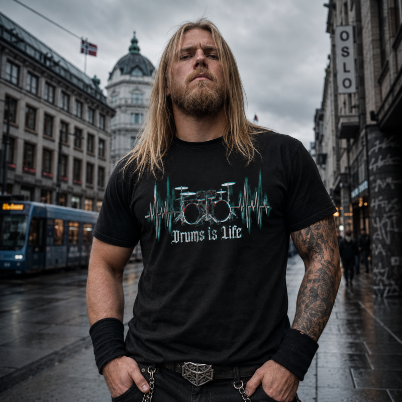 Vic Drums T-Shirt Drummer Beat Hombre Manga corta L