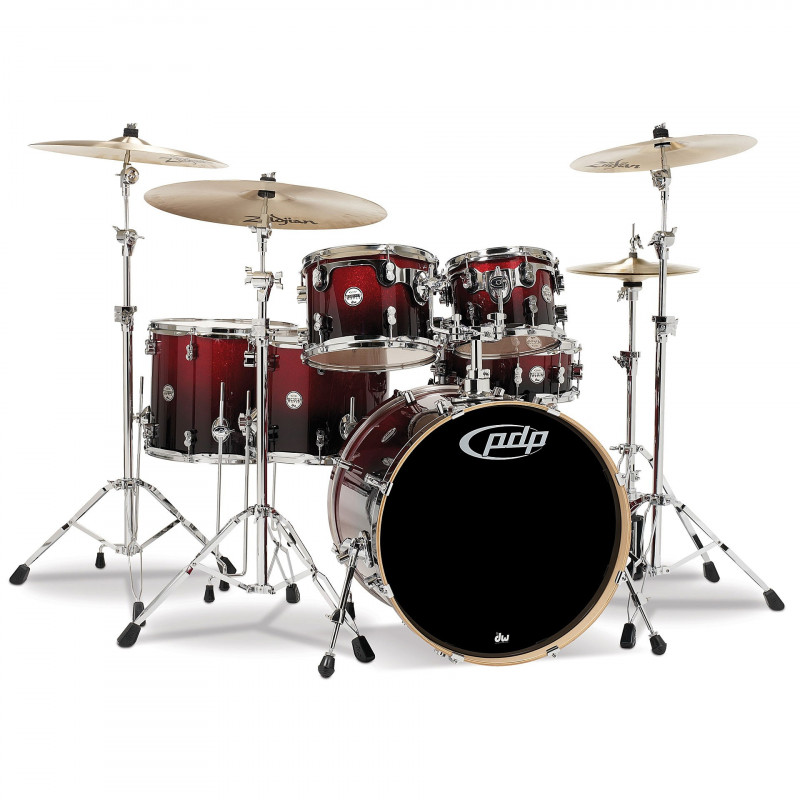 PDP by DW Concept Maple CM6 Red to Black Sparkle