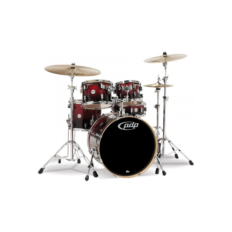 PDP by DW Concept Maple CM5 Standard Red to Black + Set Hardware