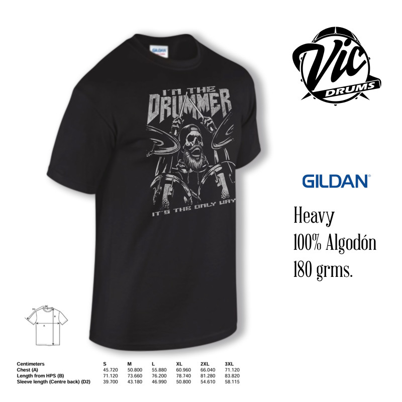 Vic Drums T-Shirt I'am Drummer Hombre Manga corta XXL