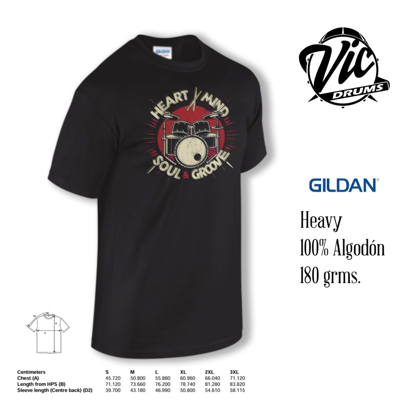 Vic Drums T-Shirt Drummer Soul Hombre Manga Corta XXL
