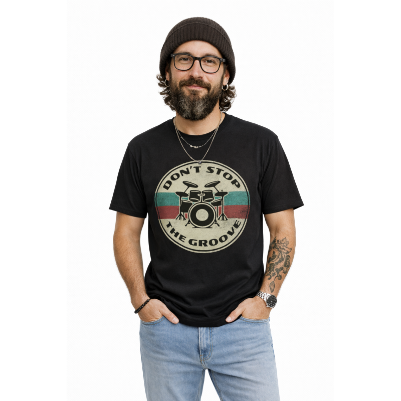 Vic Drums T-Shirt Drummer Groove Hombre Manga Corta L