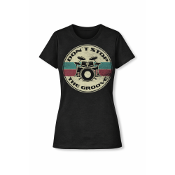 Vic Drums T-Shirt  Drummer Groovel Mujer Manga Corta L